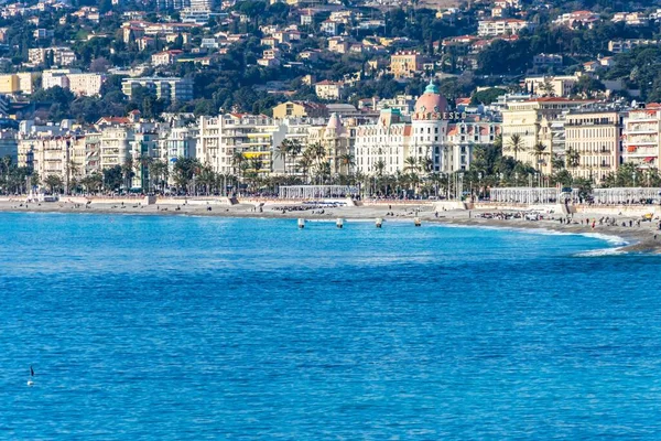 Uma Vista Para Orla Marítima Nice Promenade Des Anglais Sul — Fotografia de Stock