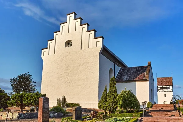 Antigua Iglesia San Pablo Campanario Poulsker Isla Bornholm Dinamarca —  Fotos de Stock