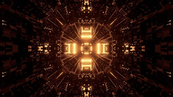 Футуристична Ілюстрація Золотими Лазерними Вогнями Темному Фоні — стокове фото