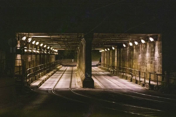 Залізничний Вокзал Вночі Старовинному Стилі — стокове фото