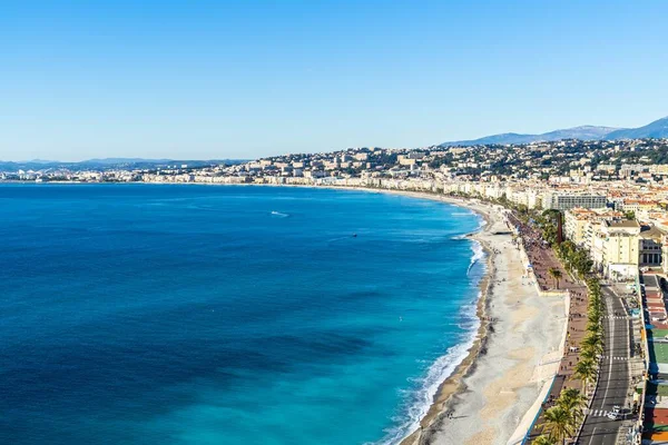 Scenic Aerial View Promenade Des Anglais Nice France Sea Left — Stock Photo, Image