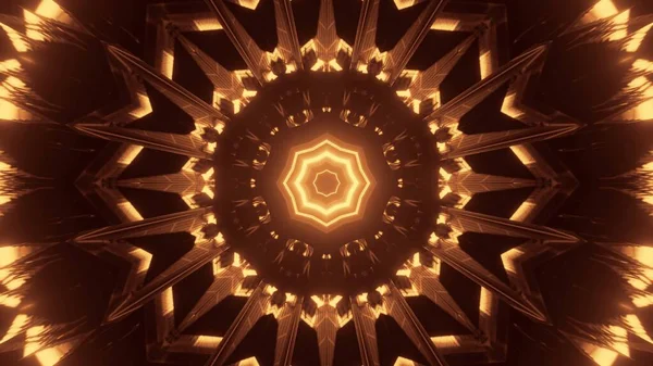 Parlayan Altın Işıkları Olan Geometrik Şekillerin Soyut Bir Çizimi Duvar — Stok fotoğraf