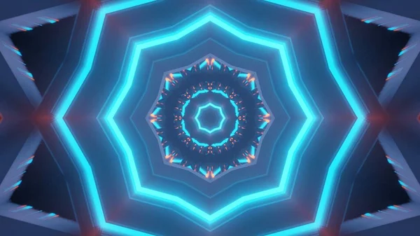 Футуристическая Иллюстрация Геометрическими Формами Светящимися Голубыми Огнями Тёмном Фоне — стоковое фото