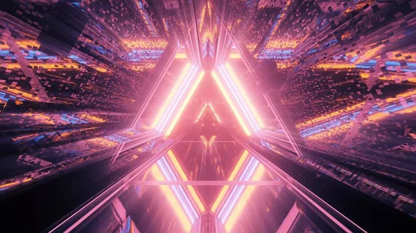 Una Fresca Illustrazione Triangolare Sagomata Con Colorati Futuristici Fantascienza Techno — Foto Stock