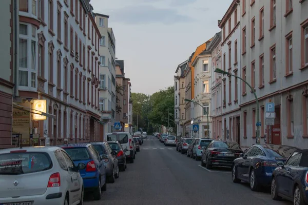 Eine Schöne Aufnahme Einer Frankfurter Straße Ohne Verkehr Während Der — Stockfoto