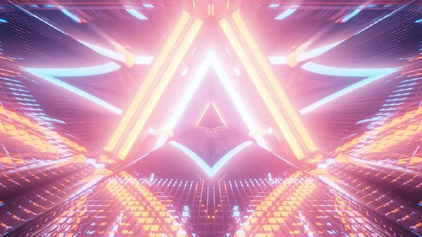 Ένα Δροσερό Τριγωνικό Σχήμα Εικονογράφηση Πολύχρωμα Φουτουριστικό Sci Techno Φώτα — Φωτογραφία Αρχείου