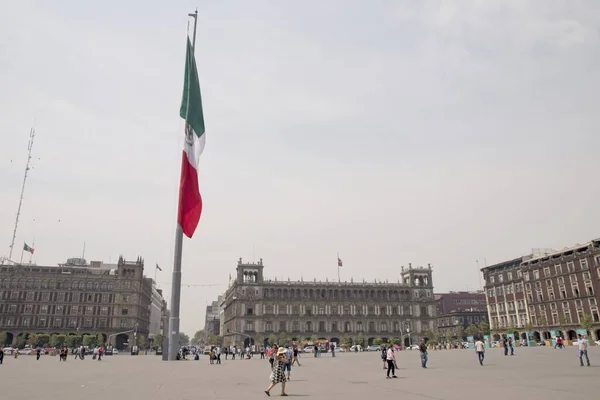 Прапор Мексики Площі Зокало Переповнений Людьми — стокове фото