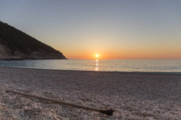 Yunanistan Kefonya Adasında Myrtos Sahilinde Gün Batımı — Stok fotoğraf
