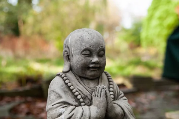 Close Uma Estátua Buddha Com Fundo Borrado — Fotografia de Stock