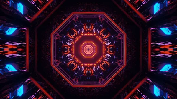 Абстрактная Иллюстрация Круговыми Формами Синим Красным Светом Современный Научно Фантастический — стоковое фото