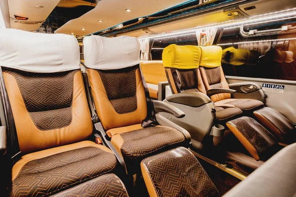 Assentos Castanhos Moderno Avião Interior — Fotografia de Stock