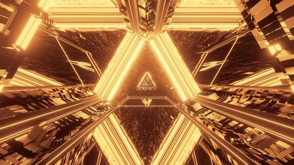 Ein Kosmischer Hintergrund Mit Goldenen Laserlichtern Moderner Science Fiction Hintergrund — Stockfoto