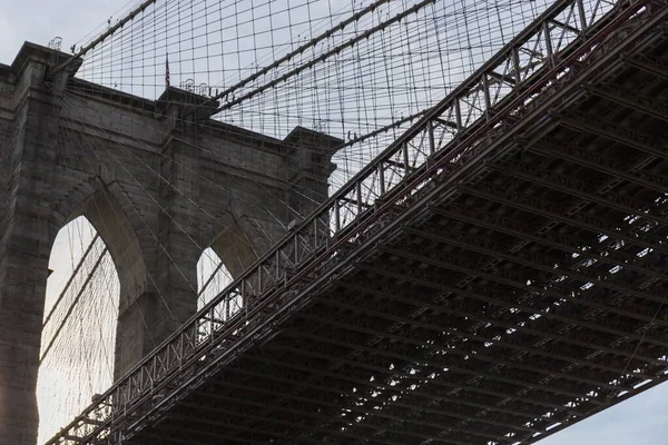 Pont Brooklyn Vue Latérale Une Partie Pont Une Des Arches — Photo