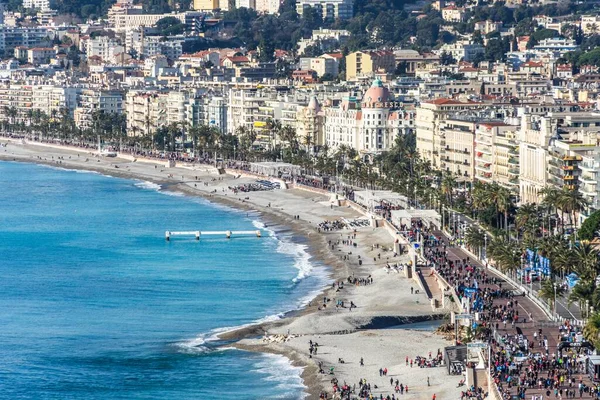 Una Toma Aérea Del Promenade Des Anglais Niza Francia —  Fotos de Stock