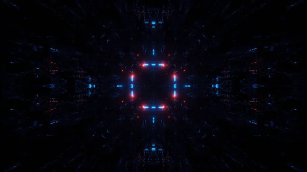 暗い背景に青と赤の輝くレーザー光のイラスト — ストック写真