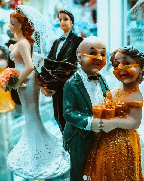 Primer Plano Vertical Figuras Muñecas Una Boda Perfecto Para Fondo — Foto de Stock