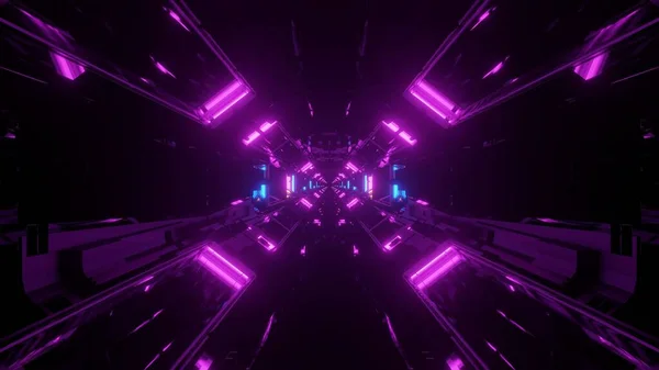Una Ilustración Futurista Entorno Cósmico Con Luces Neón Púrpura — Foto de Stock