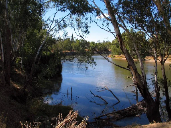 Colpo Lago Sacco Alberi Sulle Sue Rive Perfetto Sfondo — Foto Stock