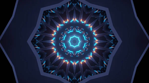 Een Futuristische Illustratie Met Geometrische Vormen Gloeiende Blauwe Lichten Een — Stockfoto