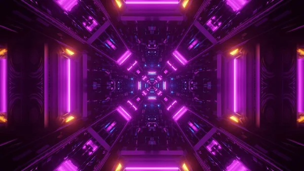 紫のネオンが輝く宇宙環境の未来図 — ストック写真