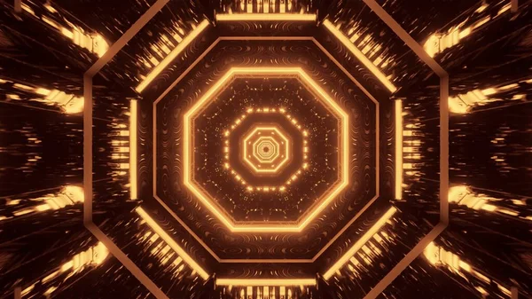 円形と輝く金色のライトの抽象的なイラスト 現代科学 Fi背景 — ストック写真