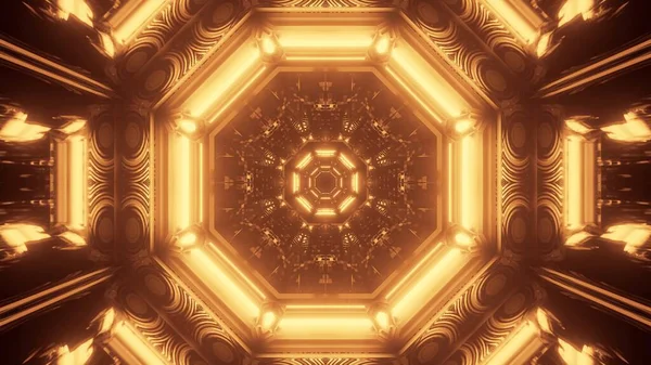 Ένα Κοσμικό Υπόβαθρο Χρυσά Φώτα Λέιζερ Σύγχρονη Sci Φόντο — Φωτογραφία Αρχείου