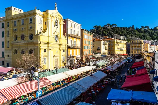 Ein Blick Auf Den Flohmarkt Von Cours Saleya Nizza Südfrankreich — Stockfoto