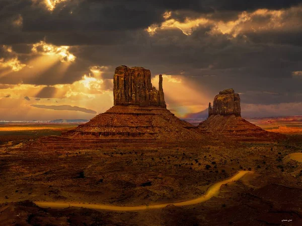 Two Mittens Monument Valley Utah Usa Sunrise — Stock Photo, Image