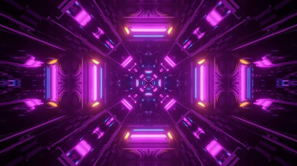 Футуристична Ілюстрація Космічного Середовища Фіолетовими Неоновими Вогнями — стокове фото