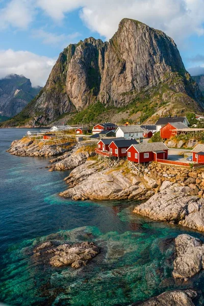 Krásný Vertikální Snímek Hamnoy Lofotenské Ostrovy Norsko — Stock fotografie