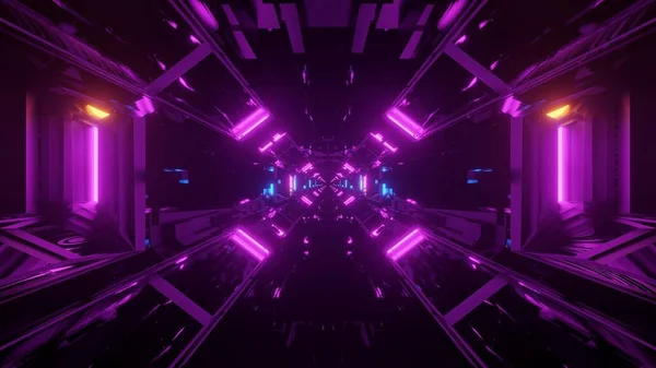 Una Ilustración Futurista Entorno Cósmico Con Luces Neón Púrpura —  Fotos de Stock