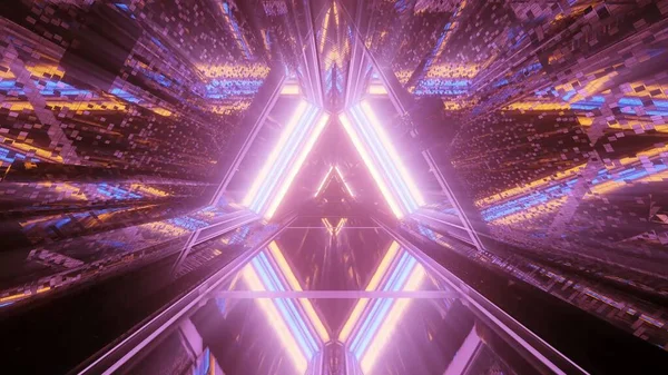 Cool Triangular Shaped Illustration Colorful Futuristic Sci Techno Lights Background — Stock Photo, Image