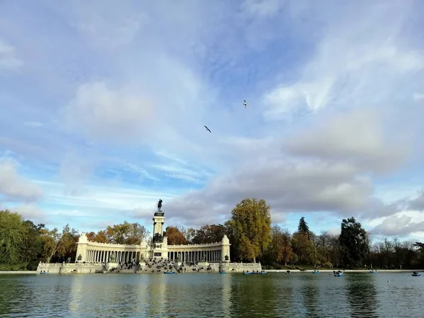 Park Retiro Ciągu Dnia Madrycie Hiszpania — Zdjęcie stockowe