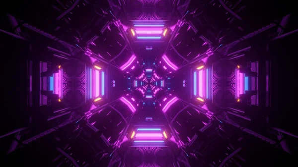 紫のネオンが輝く宇宙環境の未来図 — ストック写真