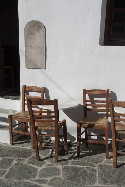 Традиційне Маленьке Кафе Старій Халупі Прекрасному Віддаленому Грецькому Острові Фолегандрос — стокове фото