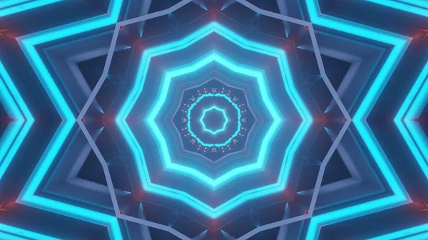 Een Futuristische Illustratie Met Geometrische Vormen Gloeiende Blauwe Lichten Een — Stockfoto