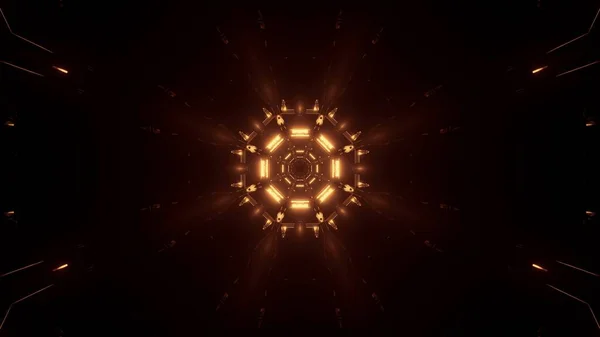 Футуристична Ілюстрація Золотими Лазерними Вогнями Темному Фоні — стокове фото