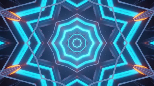 Uma Ilustração Abstrata Formas Geométricas Com Luzes Néon Brilhantes Azuis — Fotografia de Stock