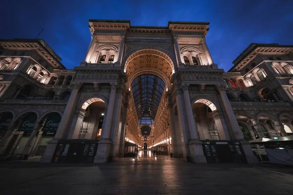 Egy Csodálatos Kép Galleria Vittorio Emanuele Csodálatos Építészet Egy Éjszakai — Stock Fotó