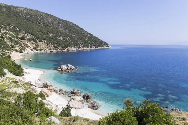 Praia Ilha Kefalonia Grécia Mais Belas Praias Rochosas Selvagens Com — Fotografia de Stock