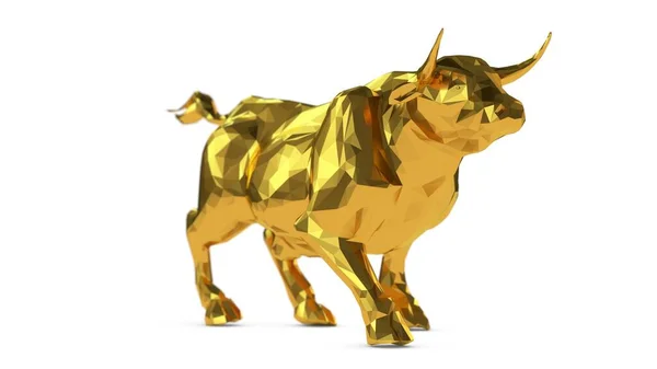 Ein Goldener Stier Isoliert Auf Weißem Hintergrund — Stockfoto