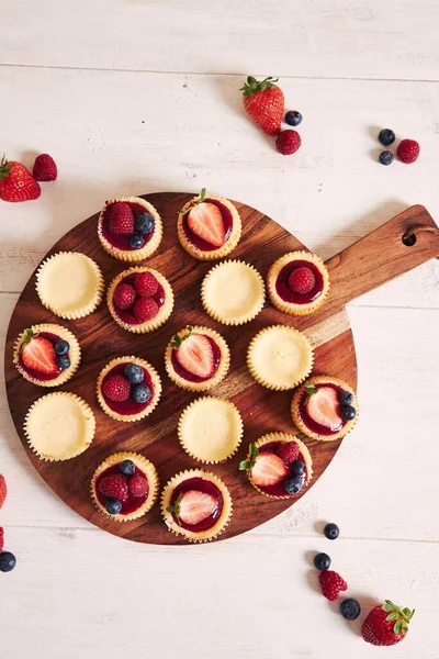 Plan Grand Angle Cupcakes Fromage Avec Gelée Fruits Fruits Sur — Photo