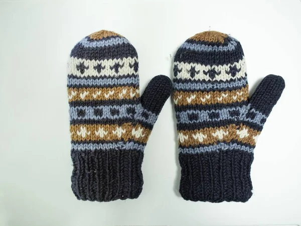 Pair Warm Winter Gloves White Background — Stock Photo, Image