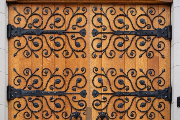 Una Hermosa Foto Una Puerta Madera Artística — Foto de Stock