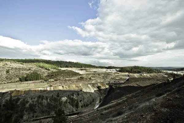 Een Brede Hoek Shot Van Bomen Gras Bergen — Stockfoto