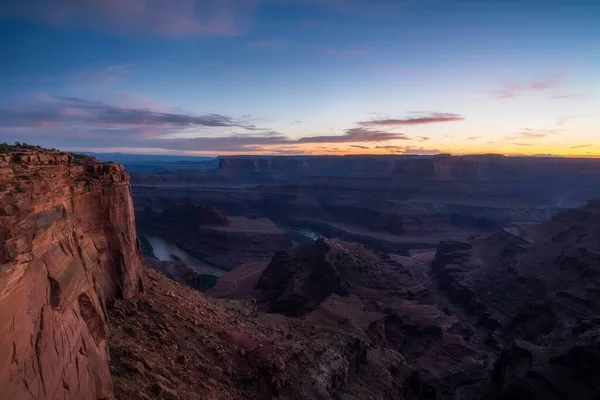 Pôr Sol Moabe Utah Com Vista Para Parque Nacional Canyonlands — Fotografia de Stock