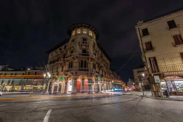 Padua Italië Apr 2018 Lichte Paden Achtergelaten Door Tram Die — Stockfoto