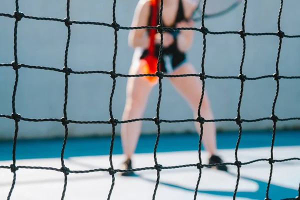 Дивовижний Знімок Молодої Рудої Жінки Яка Грає Теніс — стокове фото