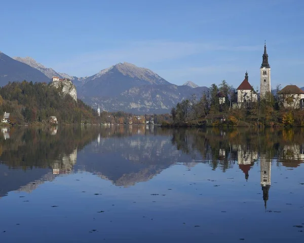 Castle Views Lake Bled Szlovénia — Stock Fotó
