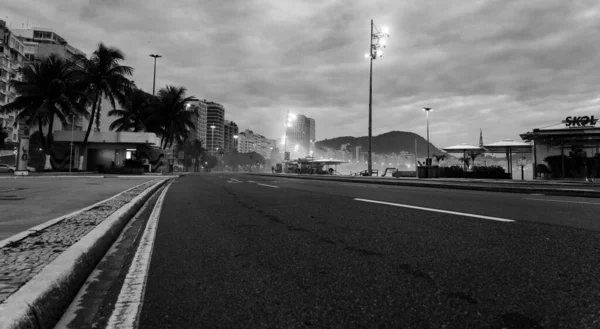 Rio Janeiro Brasile 2020 Avenida Atlntica Vuota Copacabana Rio Janeiro — Foto Stock